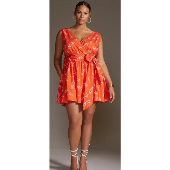 Anthropologie Maeve Mainly lobster SZ Small dress Orange resort wear vacation - Picture 1 of 13